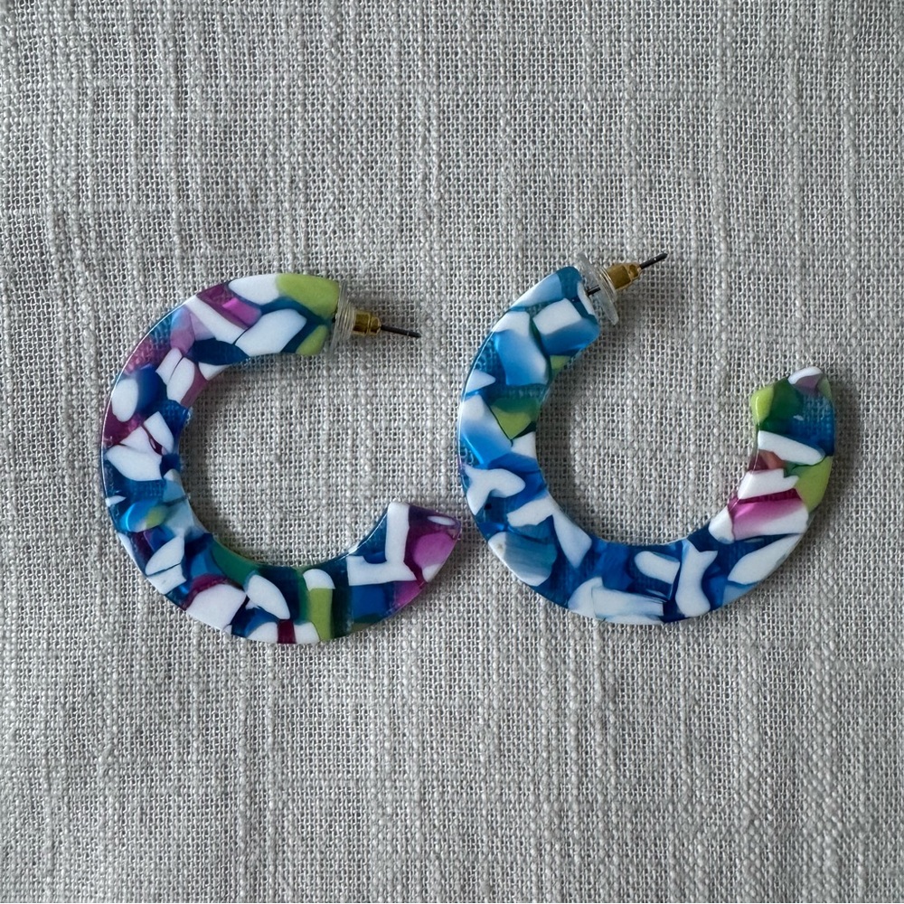 Colorful Mosaic Hoop Earrings vintage